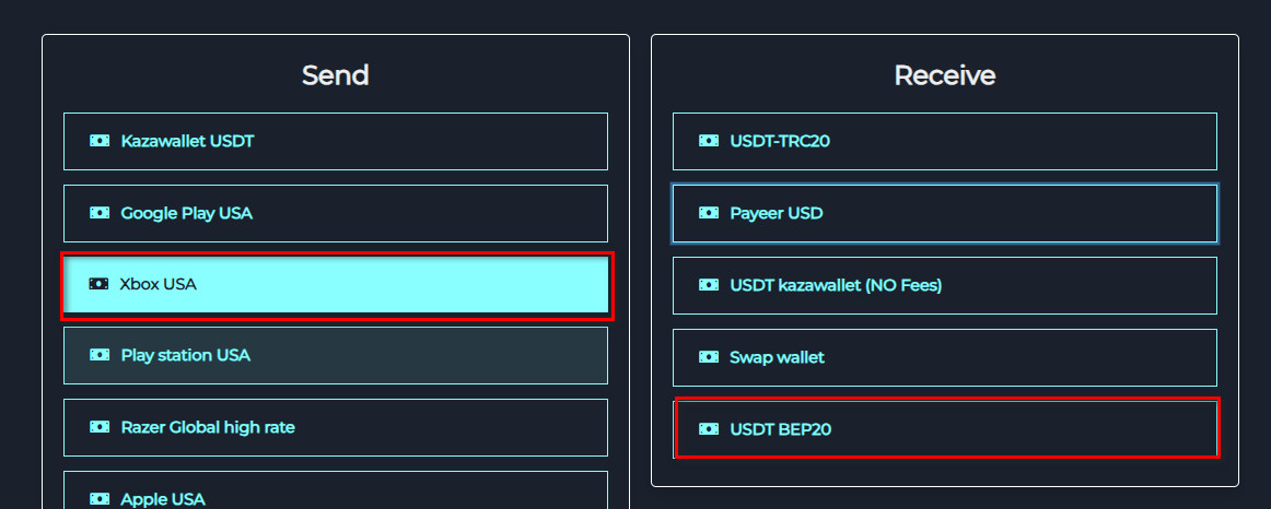 How to Exchange Balance From Xbox USA to USDT-BEP20 via Swapforless