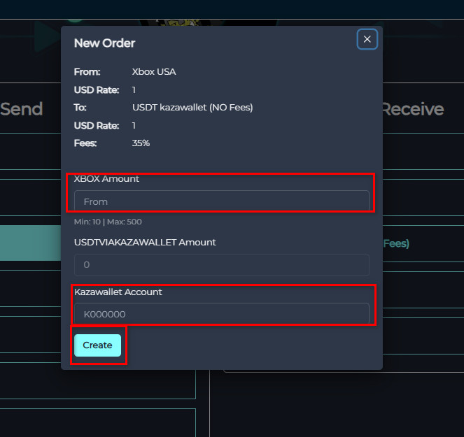 How to Exchange balance from Xbox USA to USDT via Kazawallet on Swapforless