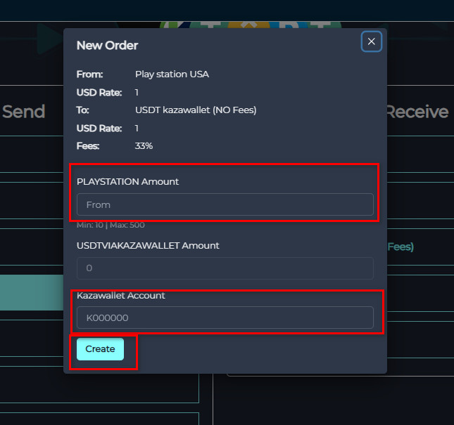 Steps to Exchange PlayStation Balance to USDT Kazawallet via Swapforless