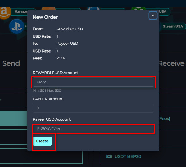 Steps to exchange Rewarble USD balance to Payeer USD
