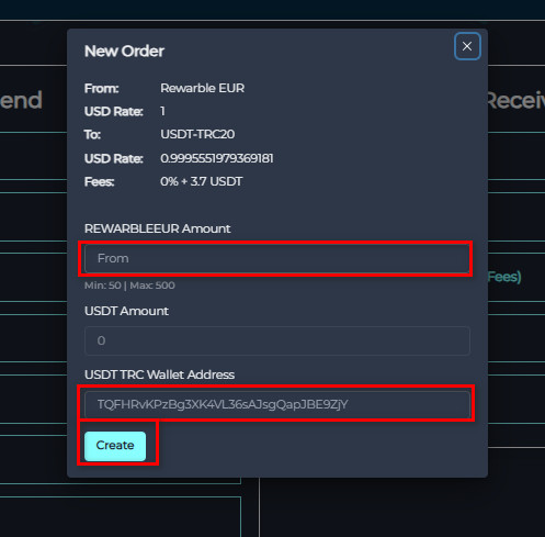 Steps to Exchange Rewarble EUR Balance to USDT-TRC20