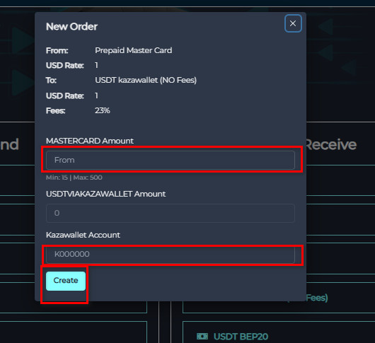 خطوات تبديل رصيد Prepaid Master card الى USDT Kazawallet عبر Swapforless