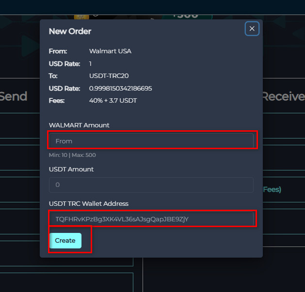 Steps to Exchange Walmart USA Balance to USDT-TRC20