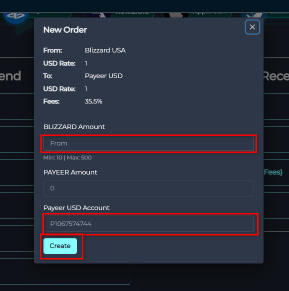 Steps to Exchange Blizzard USA Balance to Payeer USD via Swapforless