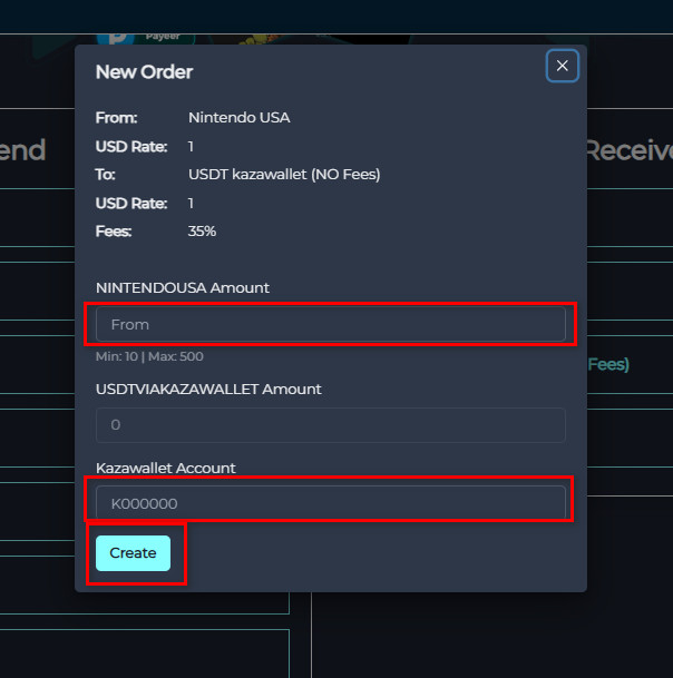 How to exchange Nintendo balance to USDT Kazawallet