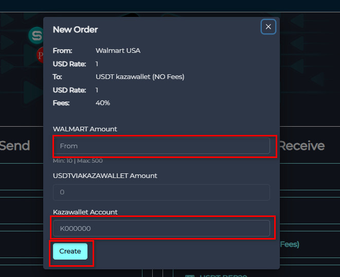 Steps to Exchange Walmart USA Balance to USDT Kazawallet