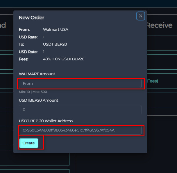 Steps to Exchange Walmart USA Balance to USDT-BEP20