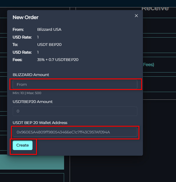 Steps to Exchange Blizzard USA Balance to USDT-BEP20 via Swapforless
