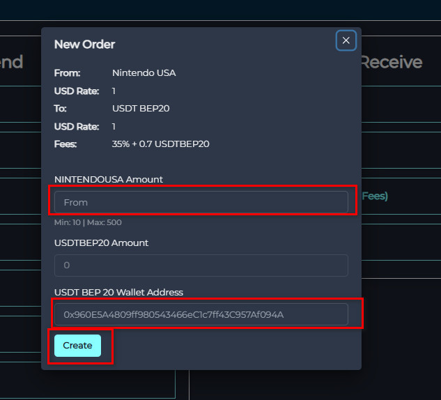 Exchange Nintendo USA Balance to USDT-BEP20