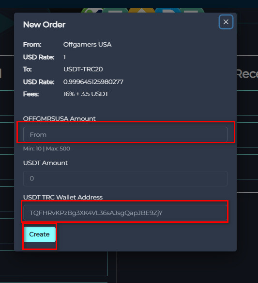 Steps to Exchange Offgamers USA Balance to USDT-TRC20 via Swapforless