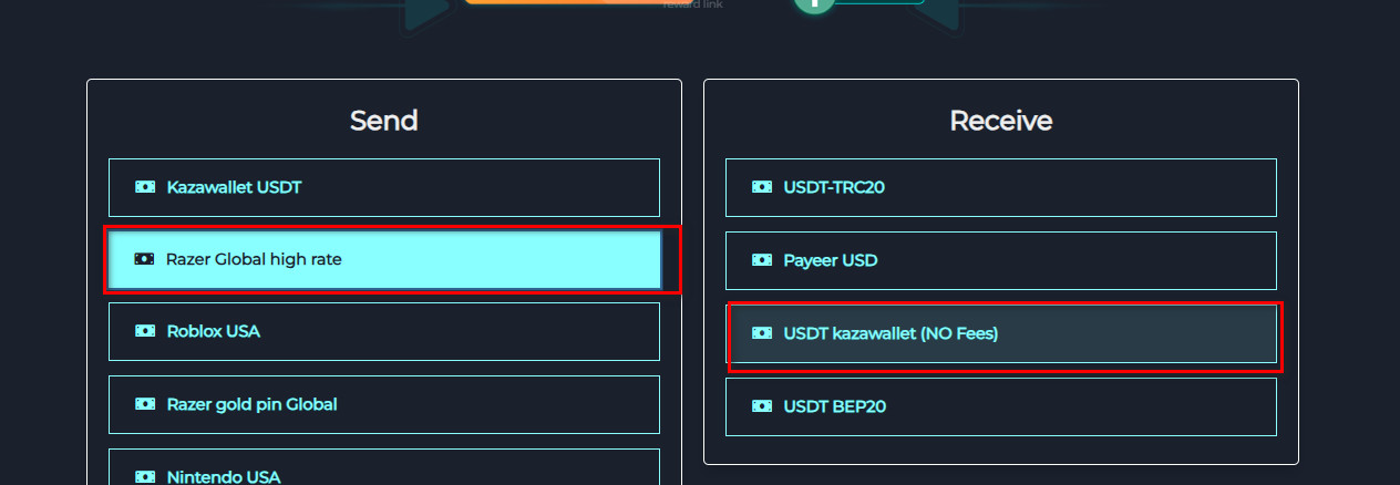 Steps to Exchange Razer Gold High Rate Balance to USDT Kazawallet via Swapforless