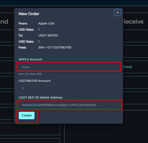 Steps to Exchange Apple USA Balance to USDT-BEP20 via Swapforless