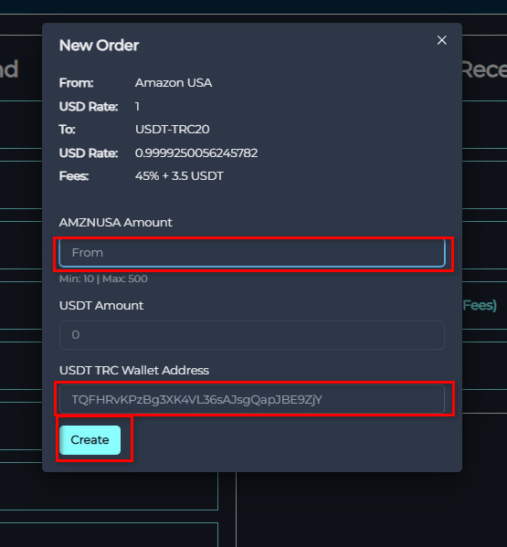 exchange Amazon USA balance to USDT-TRC20