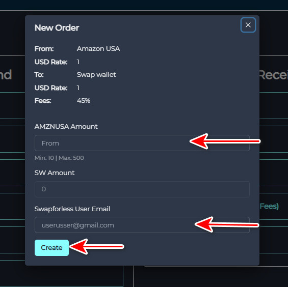 Steps to Exchange Amazon USA Balance to Swap Wallet via Swapforless
