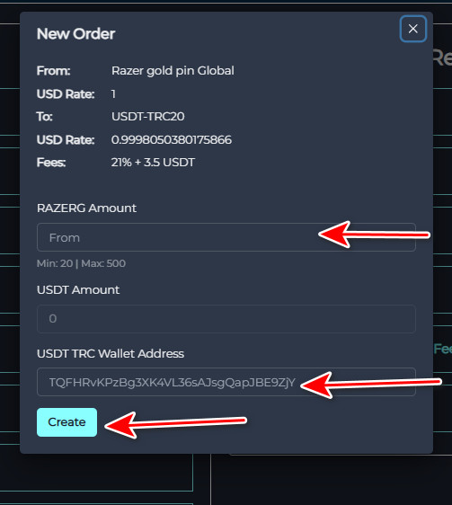 What are the Steps to Exchange Razer Gold PIN Global to USDT-TRC20?