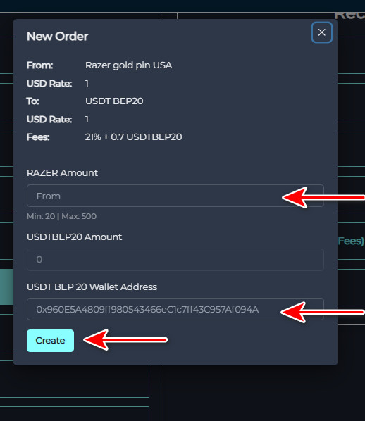 Steps to Exchange Razer Gold PIN Global to USDT-BEP20