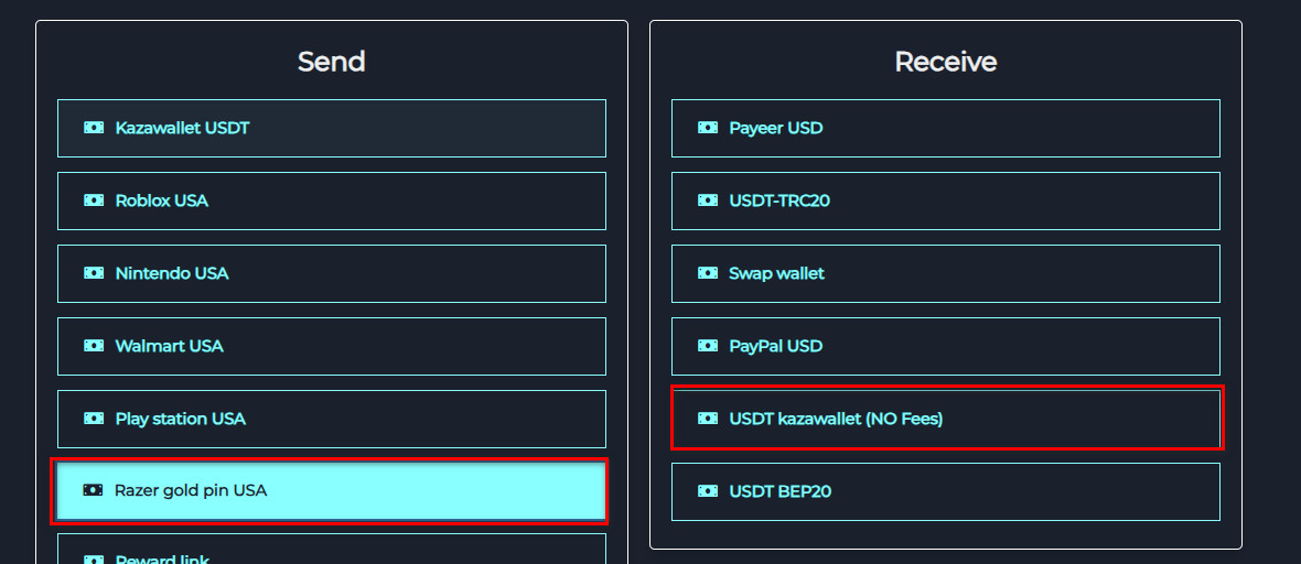 What are the steps to exchange Razer Gold PIN USA to USDT Kazawallet?