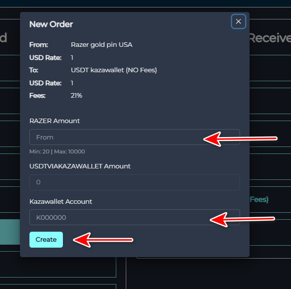 What are the steps to exchange Razer Gold PIN USA to USDT Kazawallet?