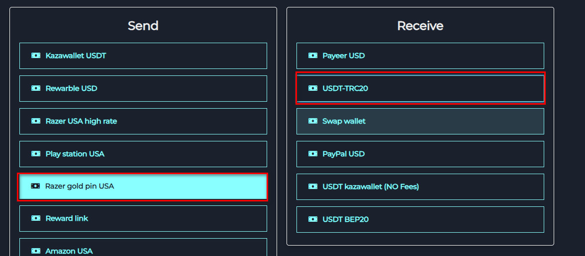 Steps to Exchange Razer Gold PIN USA to USDT-TRC20