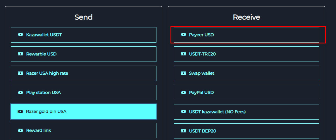 Steps to Exchange Razer Gold PIN USA to Payeer USD