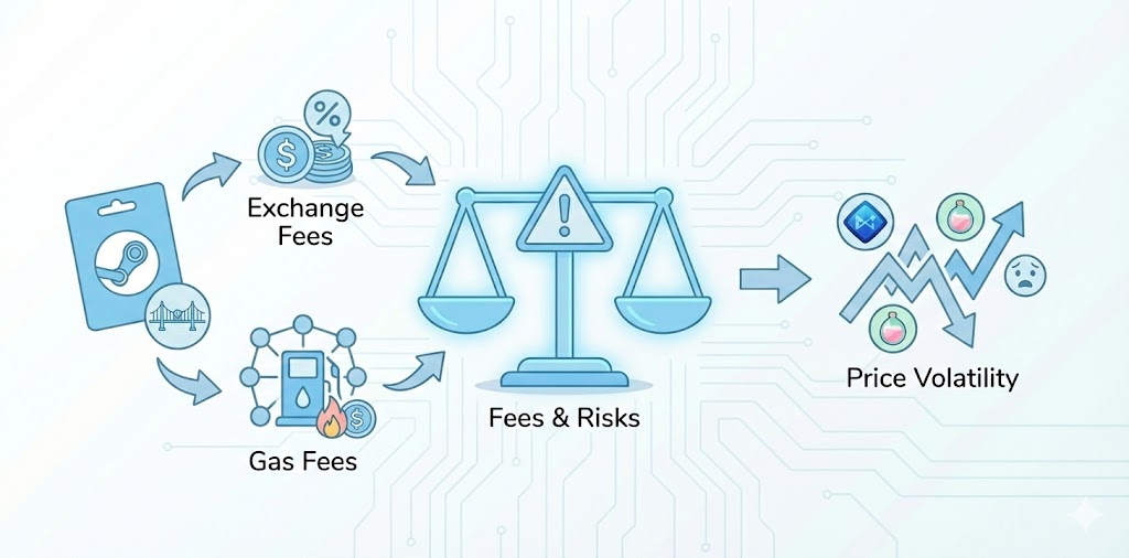What are the Fees and Risks of Converting Gift Cards to AXS or SLP?