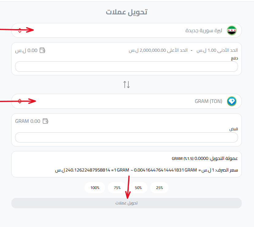 شراء عملة غرام عبر شام كاش