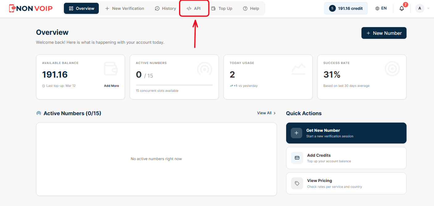 How to use the API on Non-VoIP?