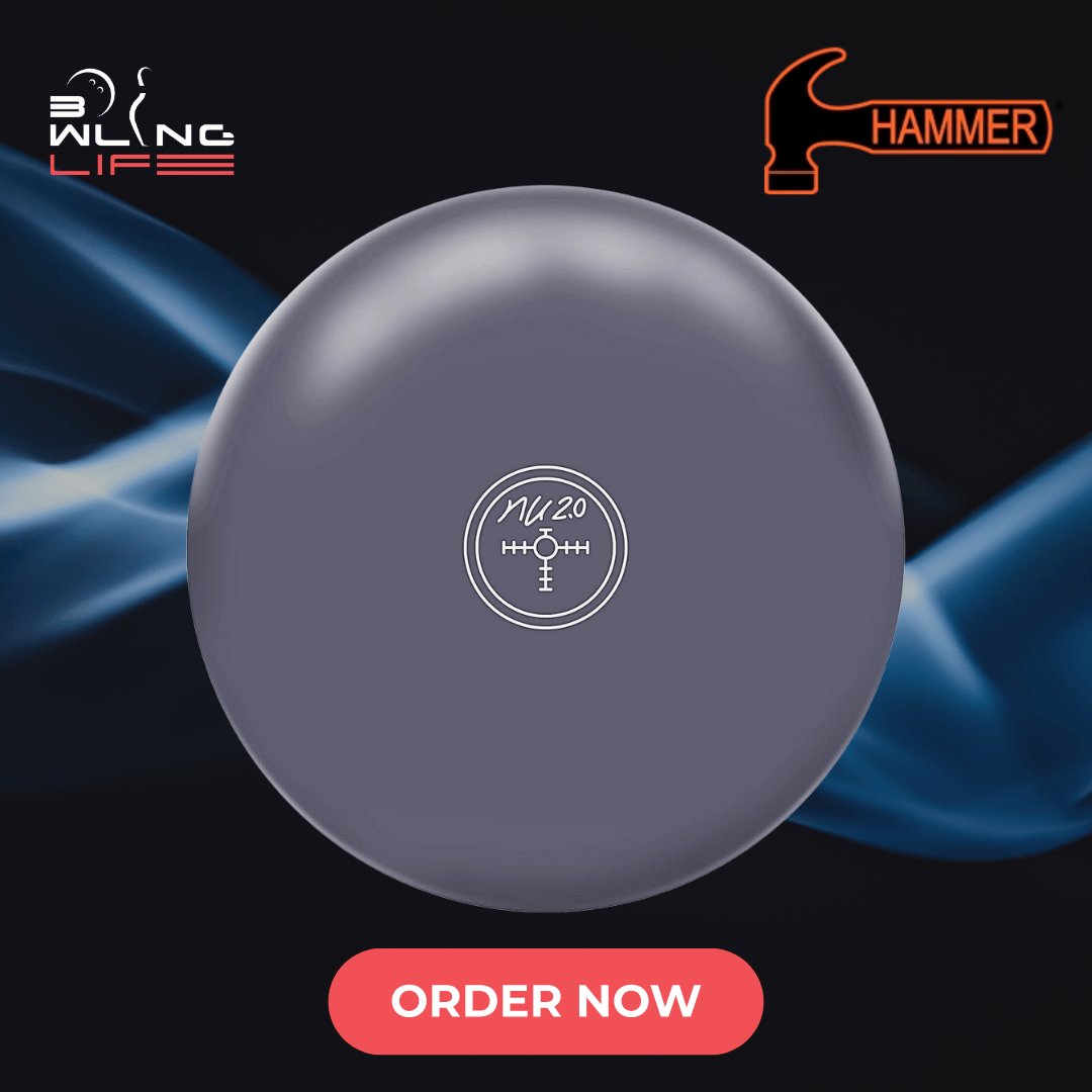 Hammer NU 2.0 bowling ball in matte grey finish with smooth, controlled motion on medium-dry lanes