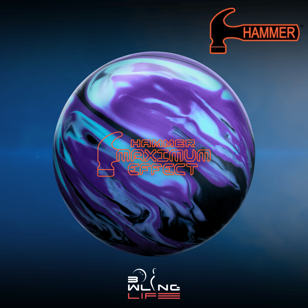 Hammer Maximum Effect bowling ball with four-color swirl design built for heavy oil conditions