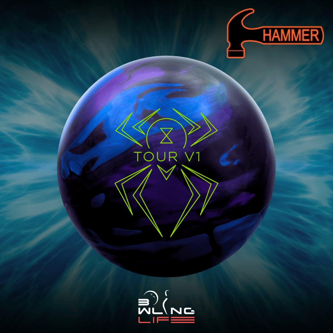 Hammer Black Widow Tour V1 bowling ball with HK22 Hybrid cover and smooth motion on medium oil lanes.