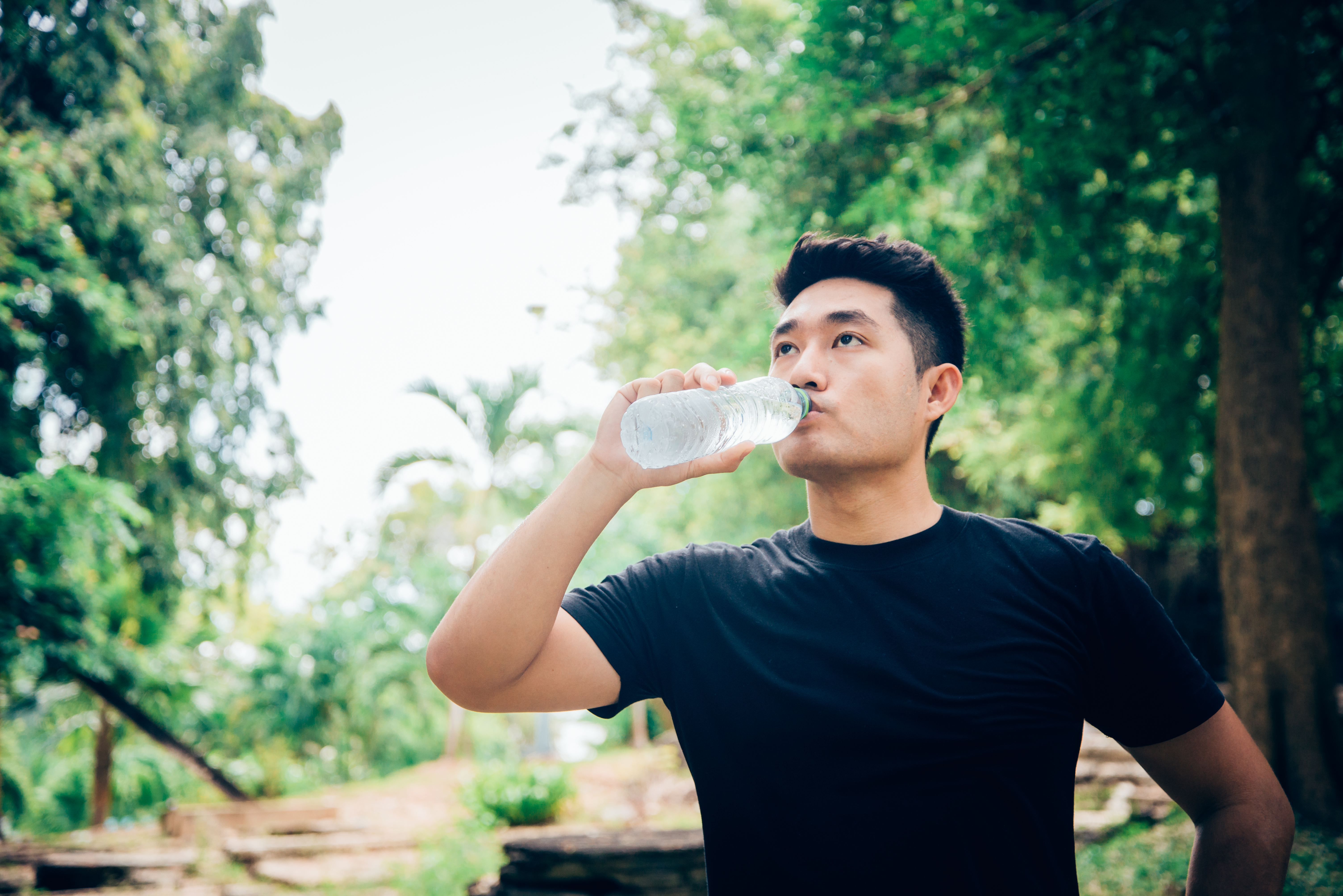an athlete drinking water
