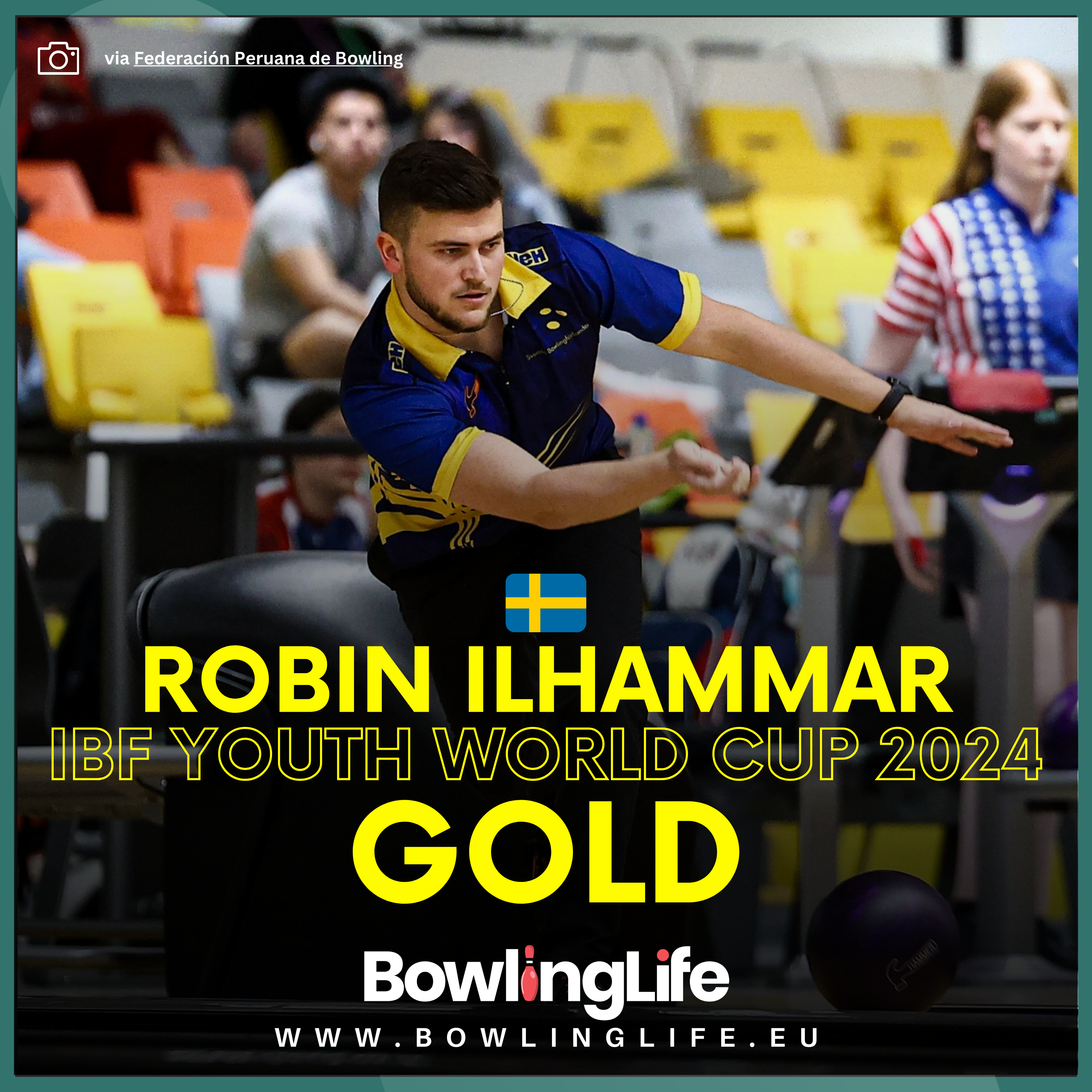 Robin Ilhammar of Sweden won gold at the 2024 IBF Youth World Cup in Lima, Peru