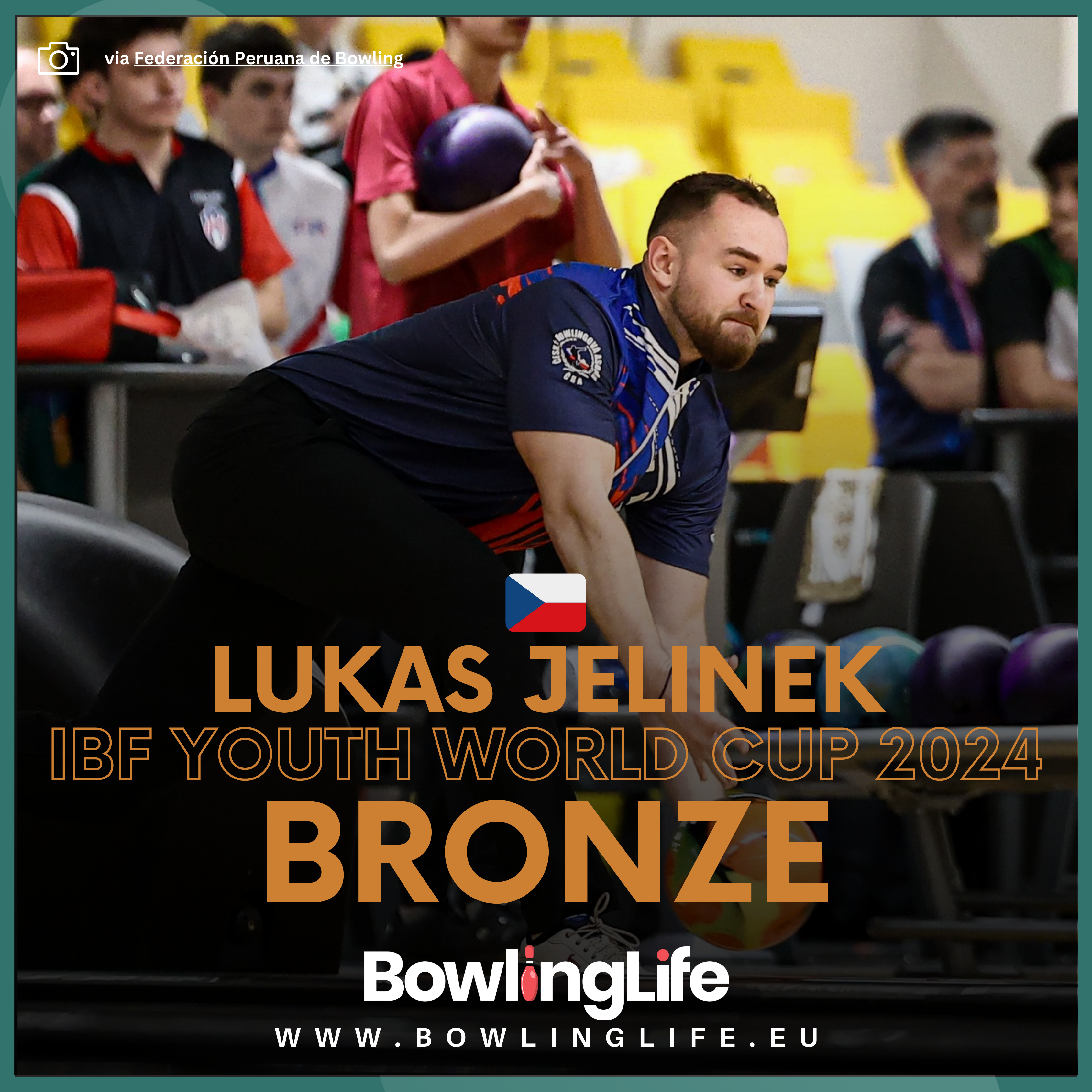 Lukas Jelinek of Czech Republic won bronze at the 2024 IBF Youth World Cup in Lima, Peru
