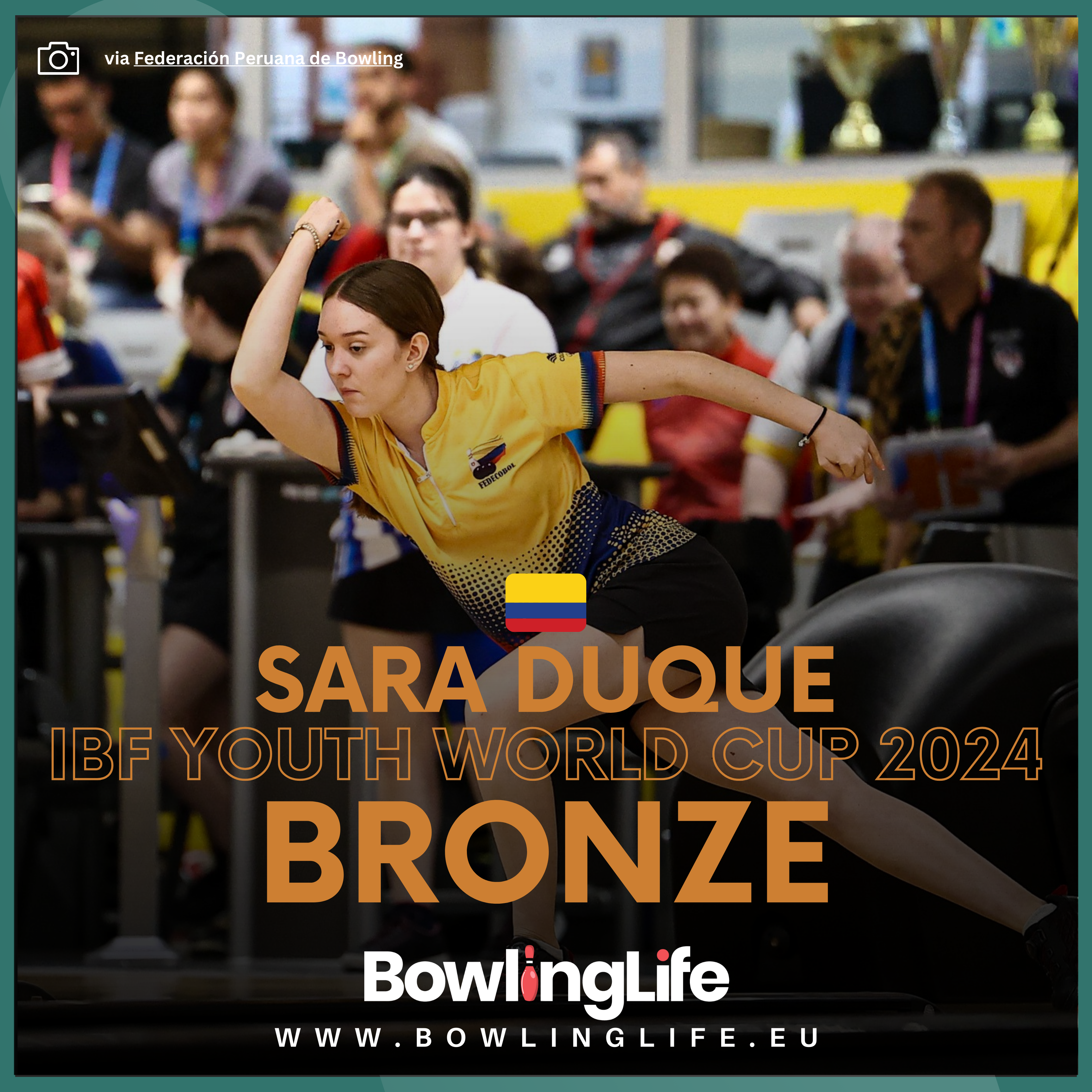 Colombia's Sara Duque won bronze at the 2024 IBF Youth World Cup in Lima, Peru