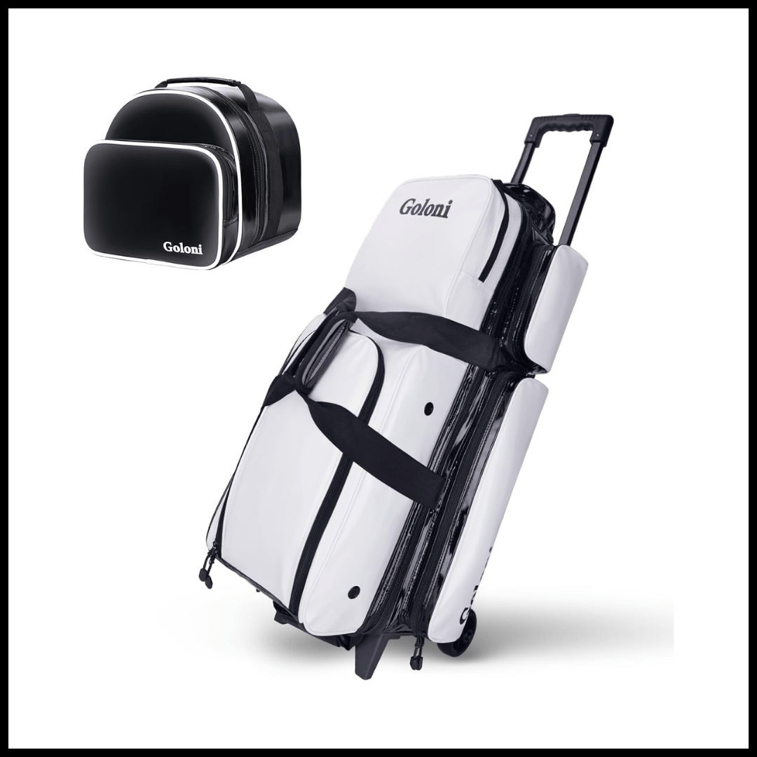 Goloni 3+1 Bowling Bag With Wheels 4 Ball Bowling Bag white