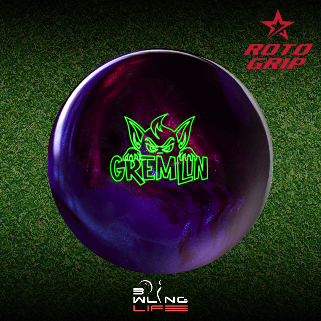 Roto Grip Gremlin bowling ball with Rondure MaxD core and V-R1 pearl cover  in a green backgrund