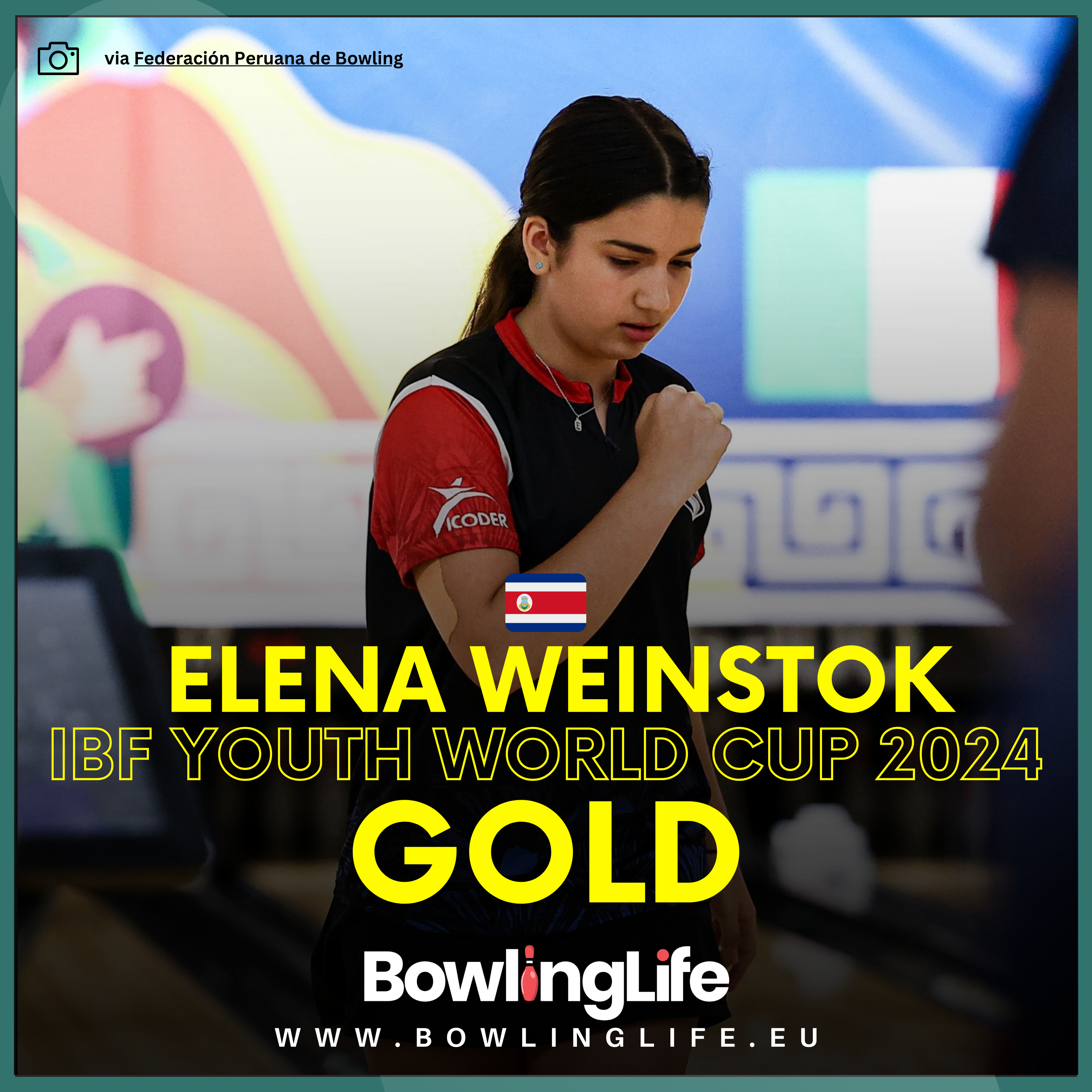 Costa Rica's Elena Weinstok won gold at the 2024 IBF Youth World Cup in Lima, Peru