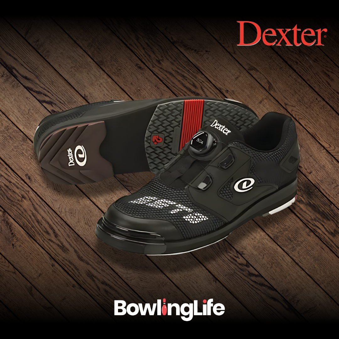 Dexter SST 8 Power-Frame BOA bowling shoes black on a bowling lane