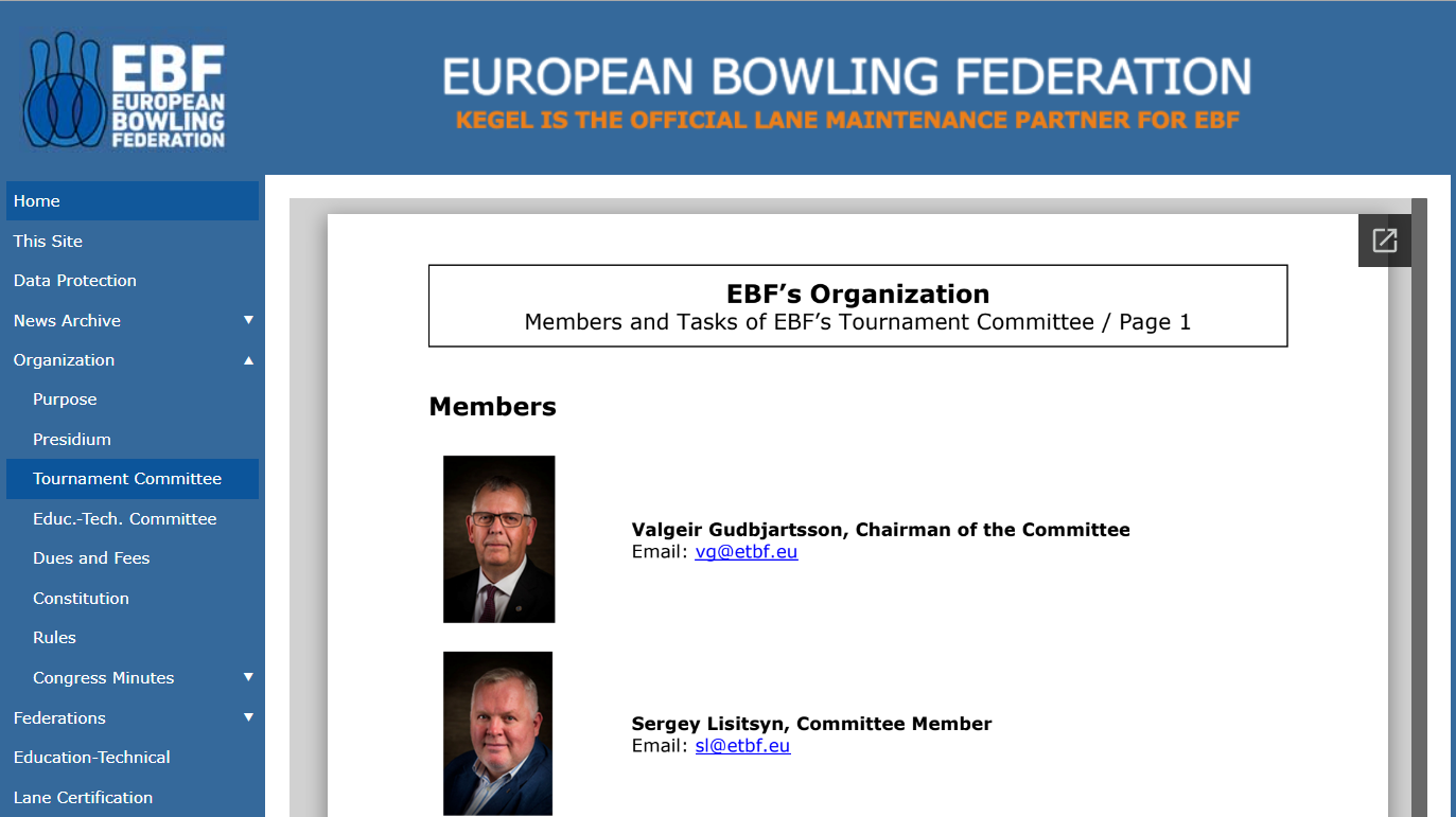 EBF Webpage Lisitsyn tournament committee member