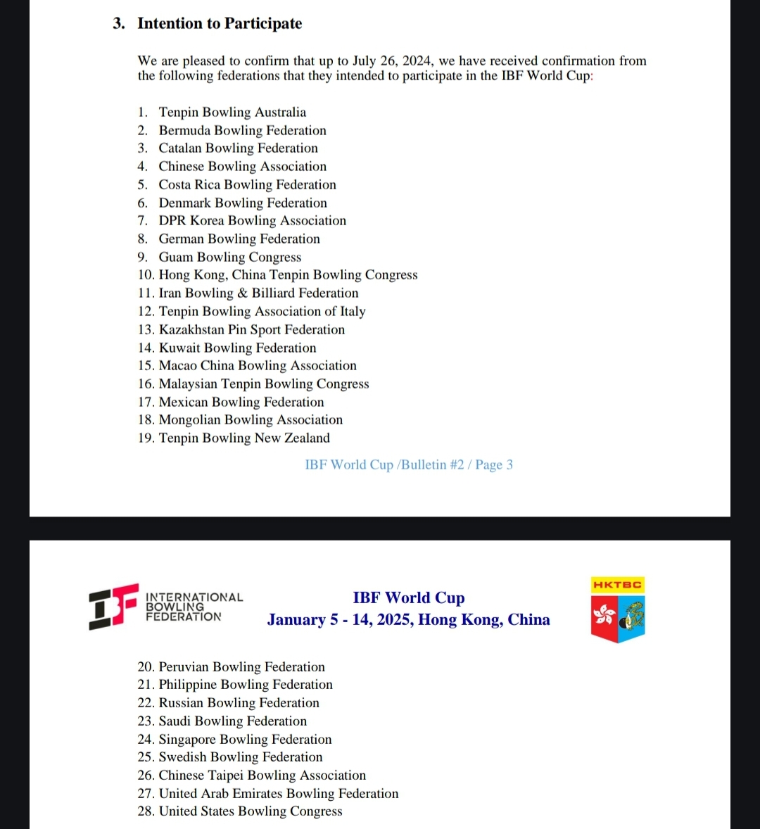 Bulletin 2 for the 2025 IBF WOrld Cup
