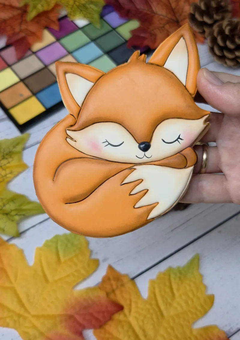 Sleeping fox decorated cookie