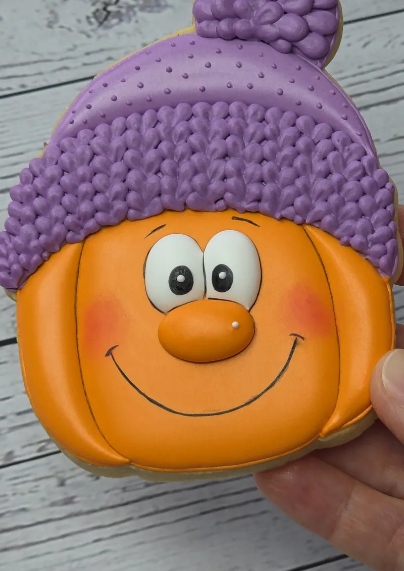 Beanie Pumpkin decorated cookie