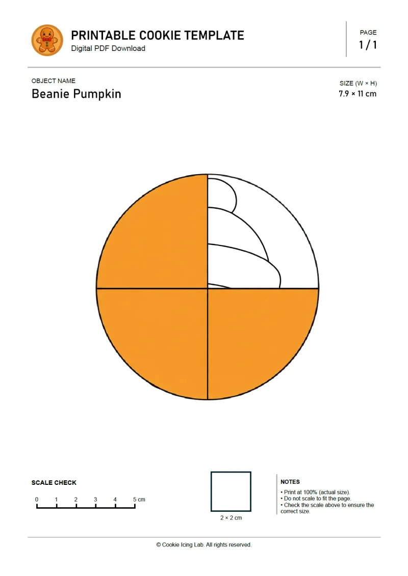 Beanie Pumpkin printable PDF template preview