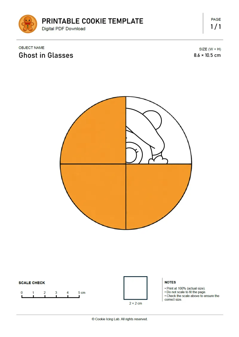 Ghost in Glasses printable PDF template preview