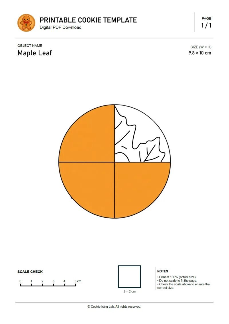 Maple Leaf printable PDF template preview