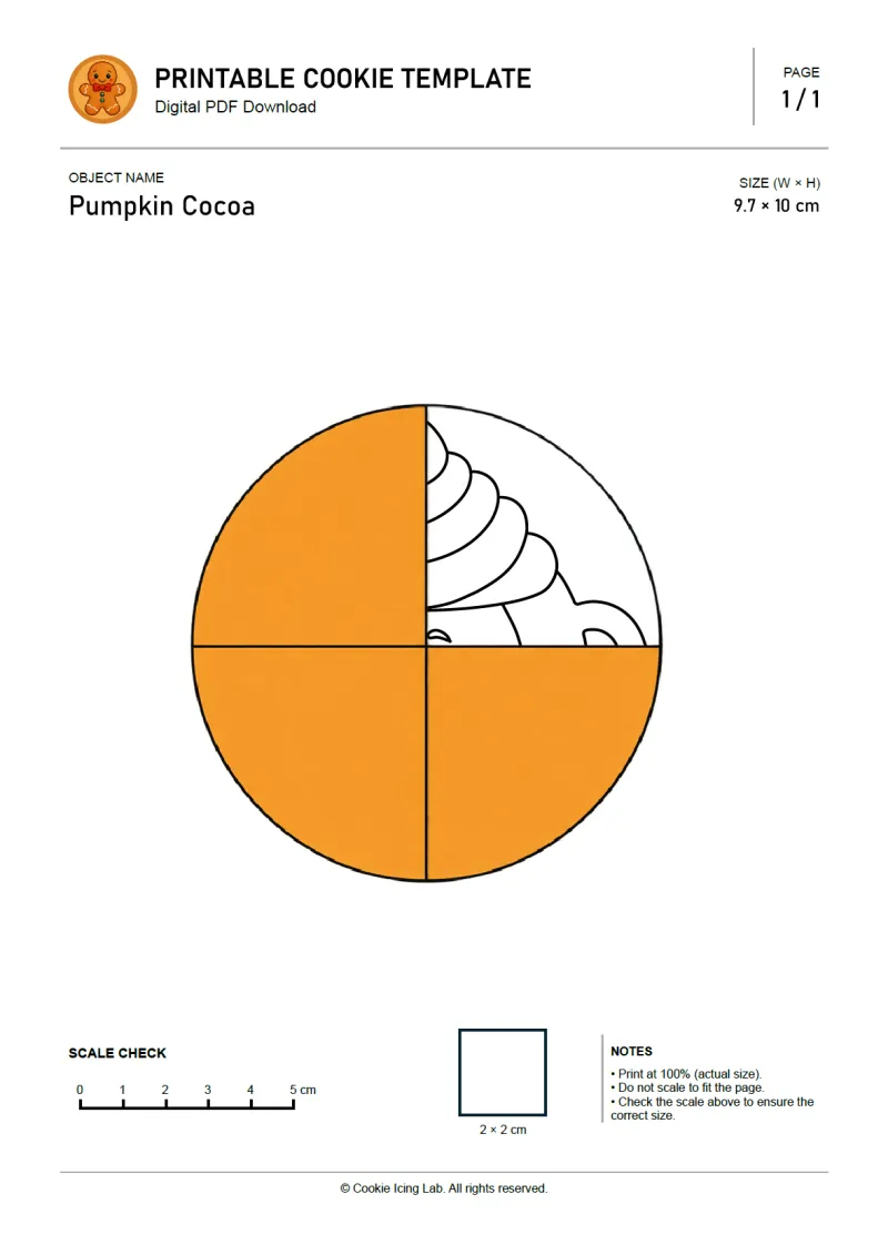 Pumpkin Cocoa printable PDF template preview