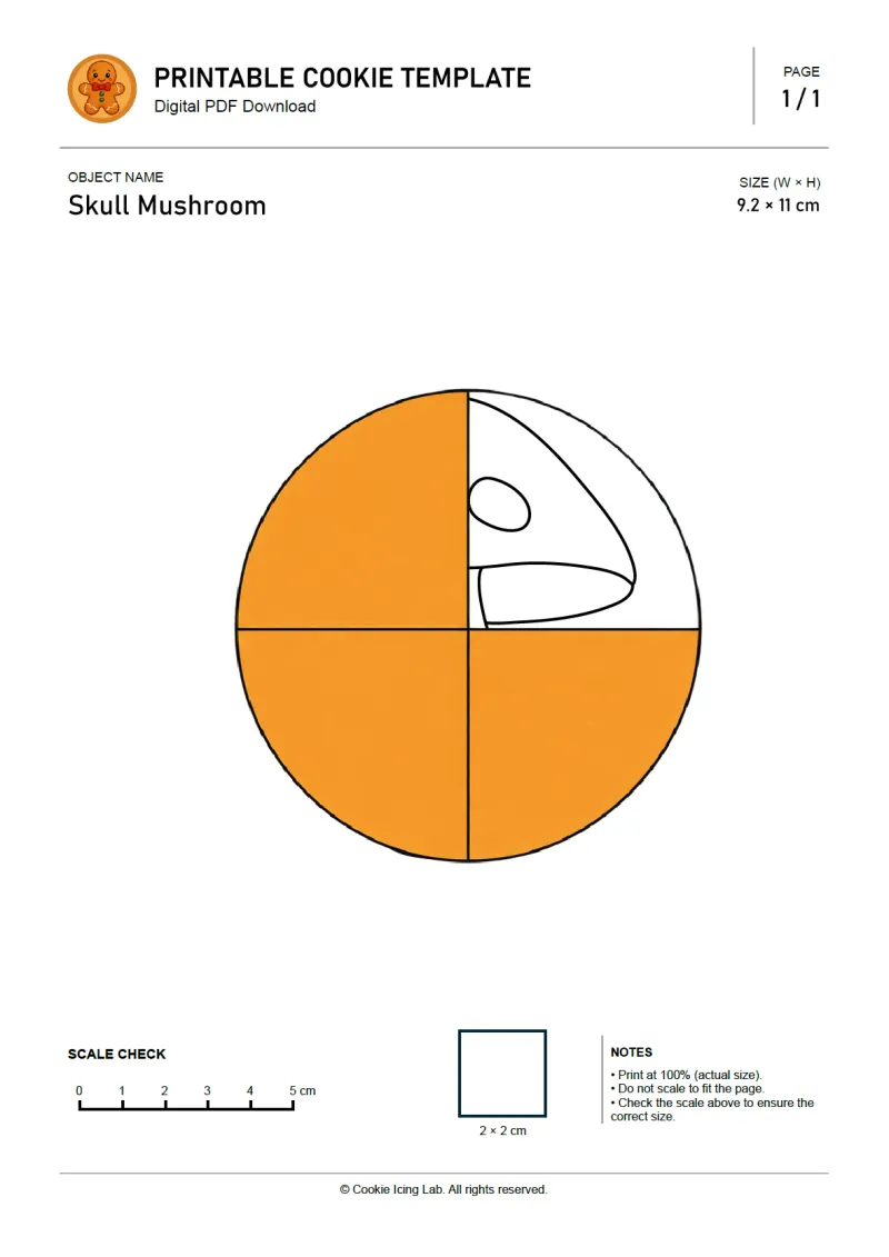 Skull Mushroom printable PDF template preview