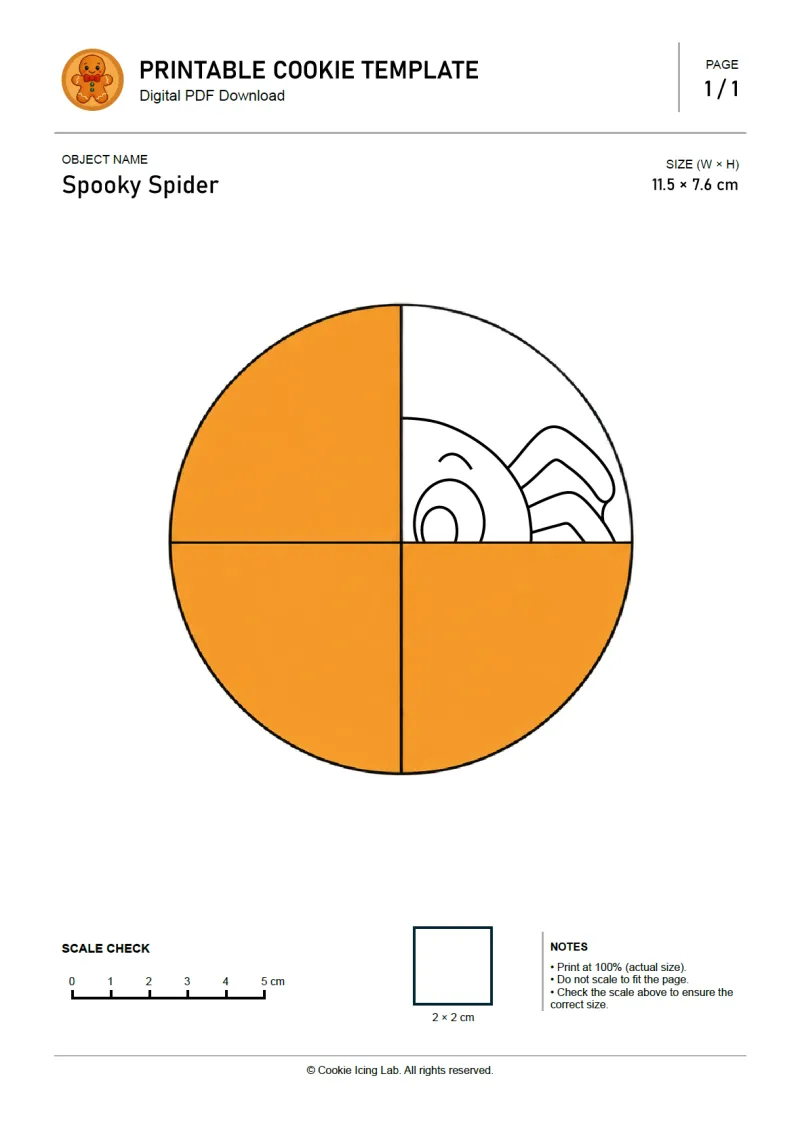 Spooky Spider printable PDF template preview