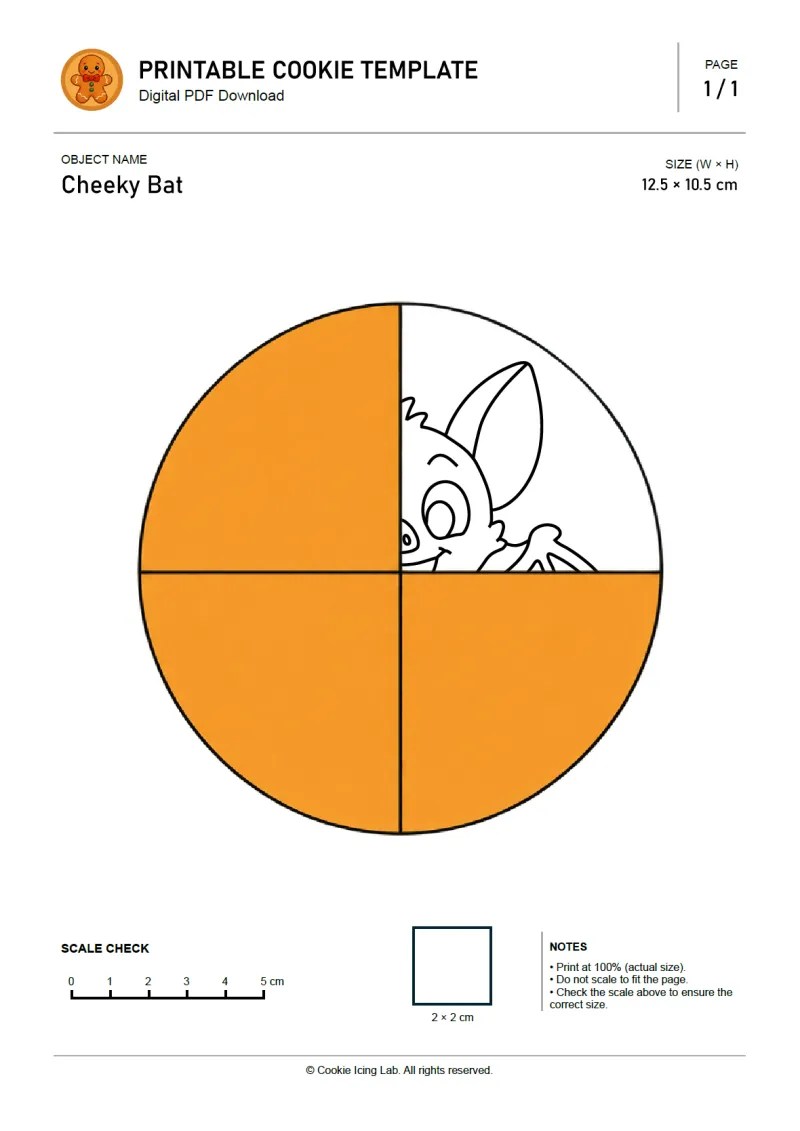 Cheeky Bat printable PDF template preview