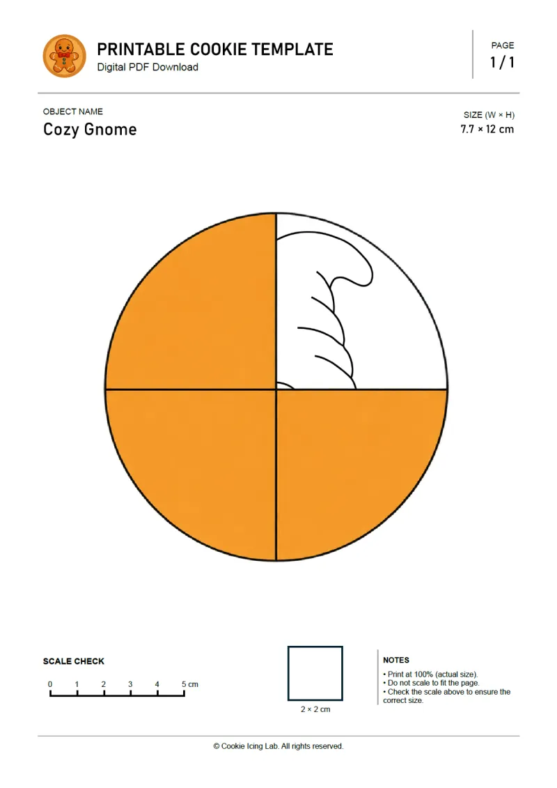 Cozy Gnome printable PDF template preview